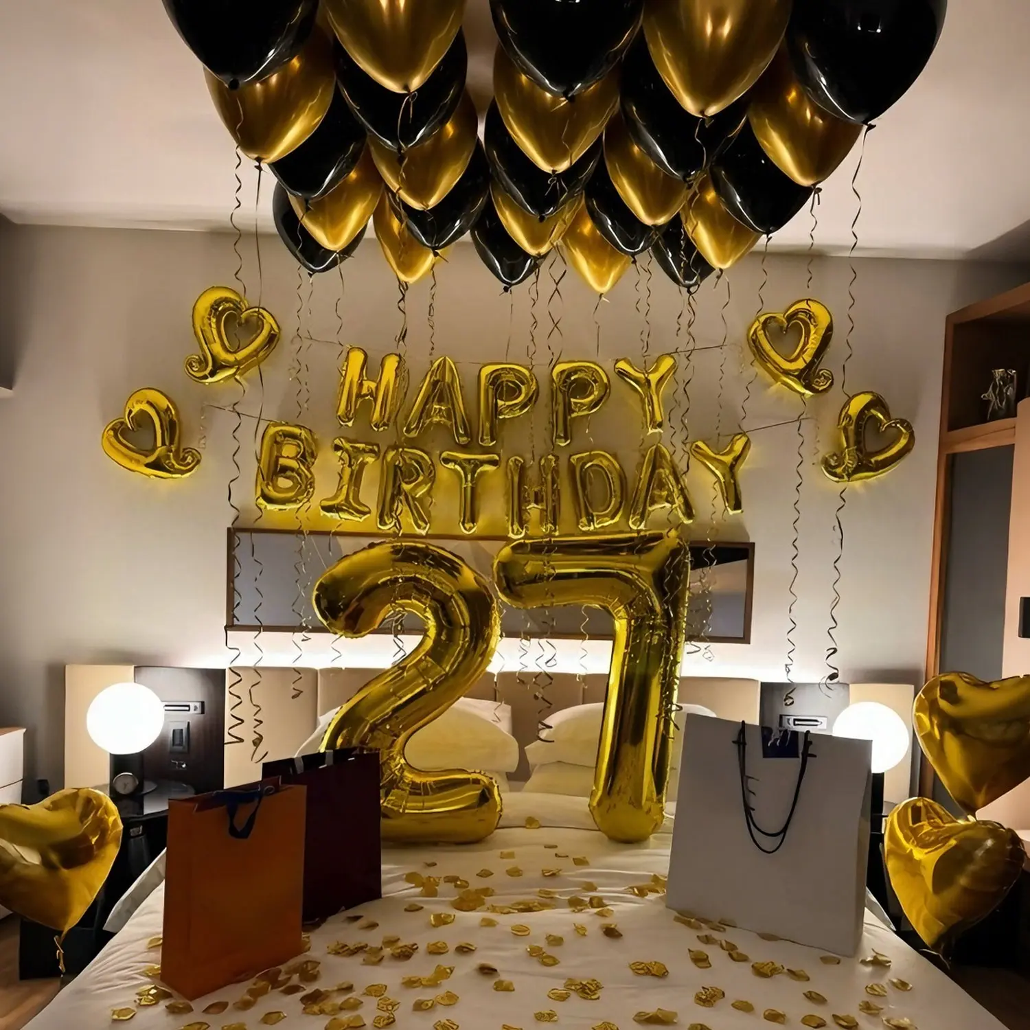 Gold Balloon Set, 32 Inch Number and Birthday Letter Balloons, Party Decoration for Men and Women Birthdays