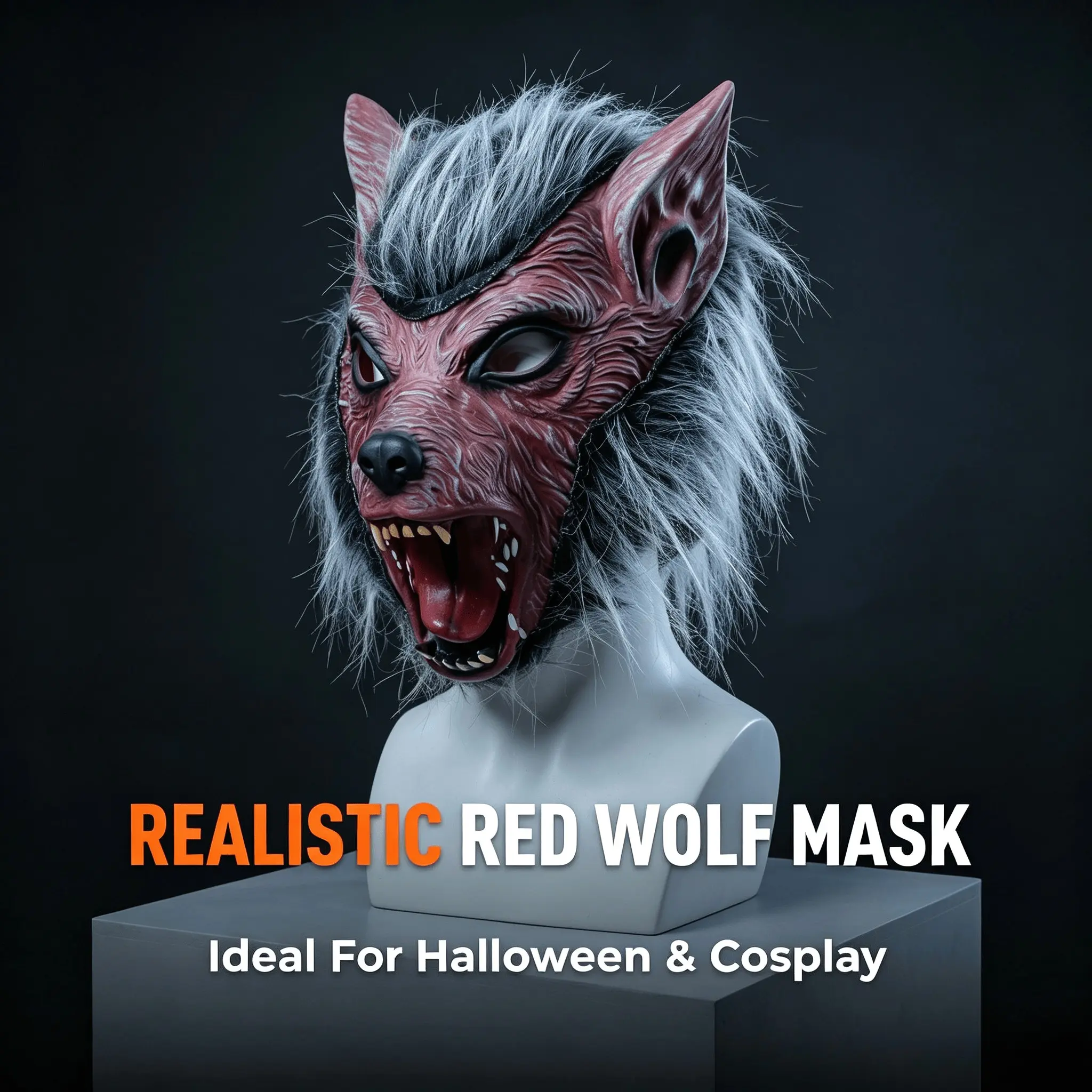 Men Werewolf Mask Halloween Full Head Latex Realistic Mask Scary Horror Wolf Mask with Hair, Cosplay Party Carnival Costume Props, Perfect for Halloween Events