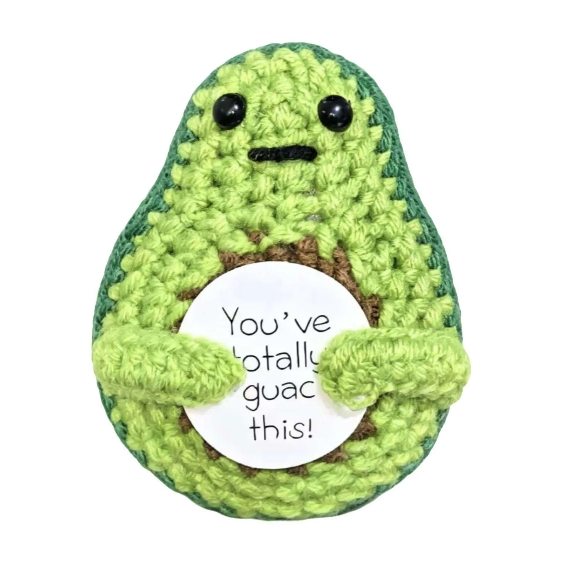 1pc One "Positive Energy" Handmade Crochet Avocado Doll—A Creative, Handcrafted Birthday Gift Or Toy; An Inspiring Desk Decoration And A Heartwarming Present for Children, Parents, Teachers, Female Friends, Or Colleagues, Handmade Crochet Figure