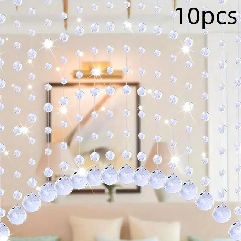 Acrylic Crystal Bead Garland - 10pcs Hanging Ornaments for Wedding Decor, Holiday Decor, Party Decoration, Art Deco Style Stage Ceiling Drop