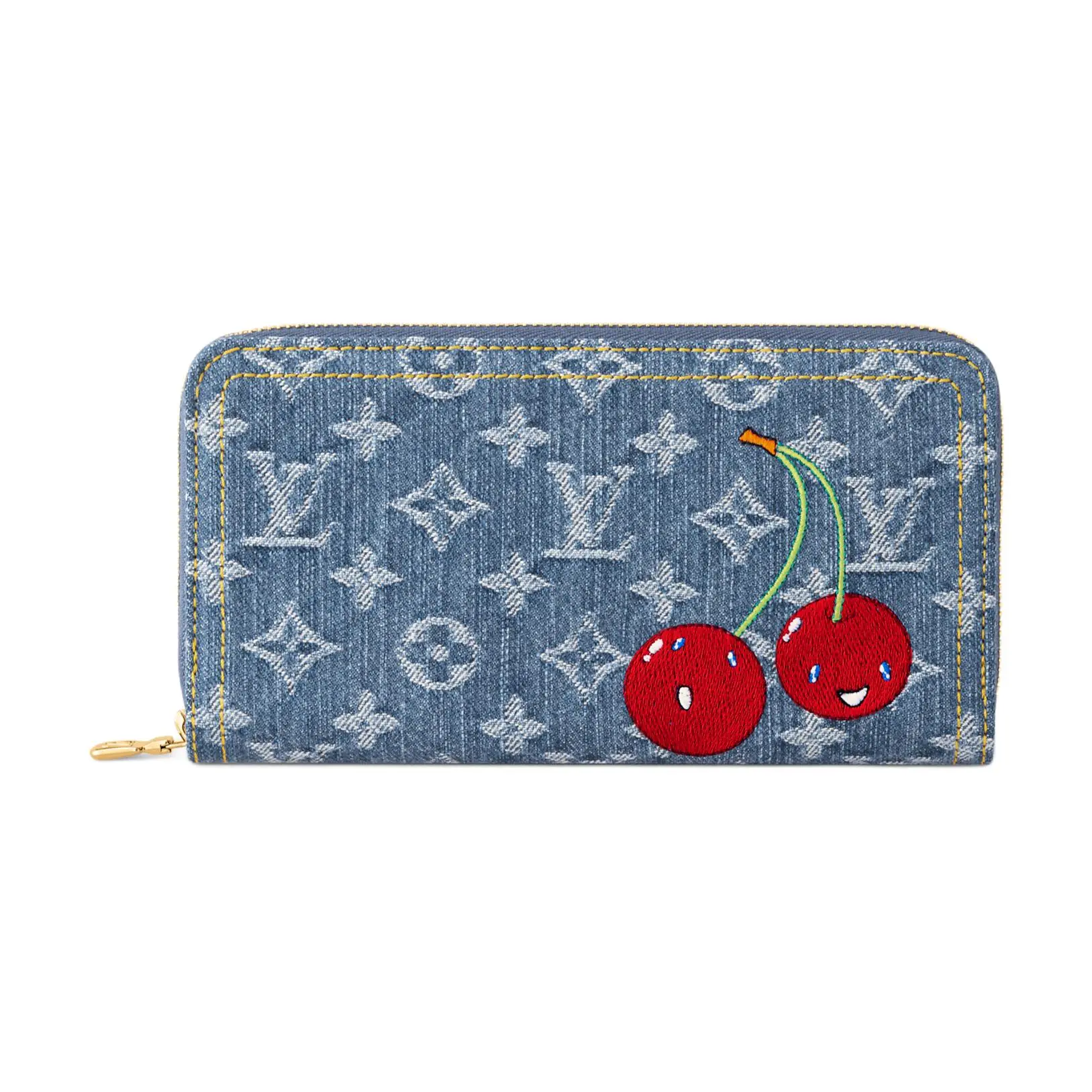 Louis Vuitton x Takashi Murakami Zippy Wallet for Women – Cherry Monogram Denim Blue