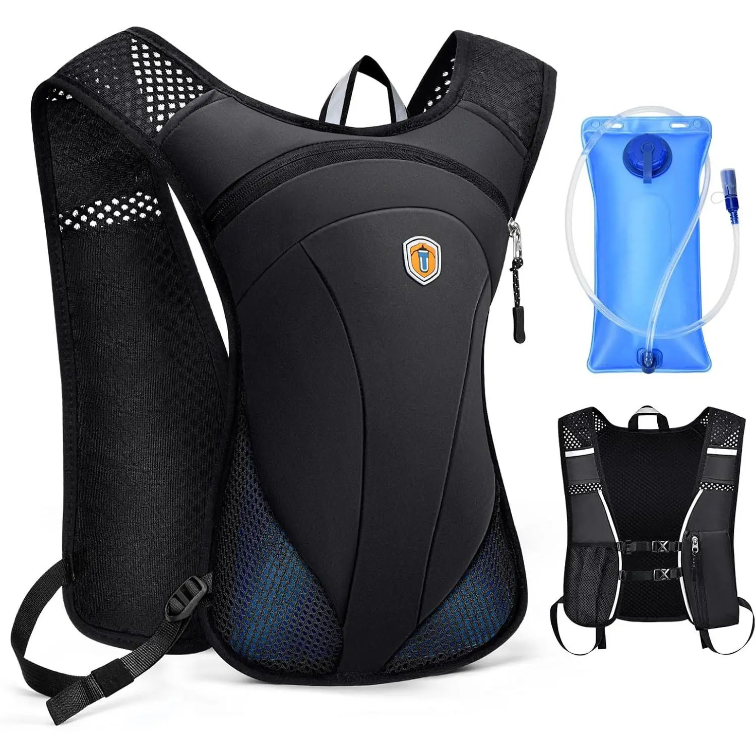 Hydration Backpack with 2L Water Bladder Bag, Lightweight and Breathable Running Vest for Men, Adjustable Chest Straps Water Pack for Cycling Hiking Climbing Outdoor