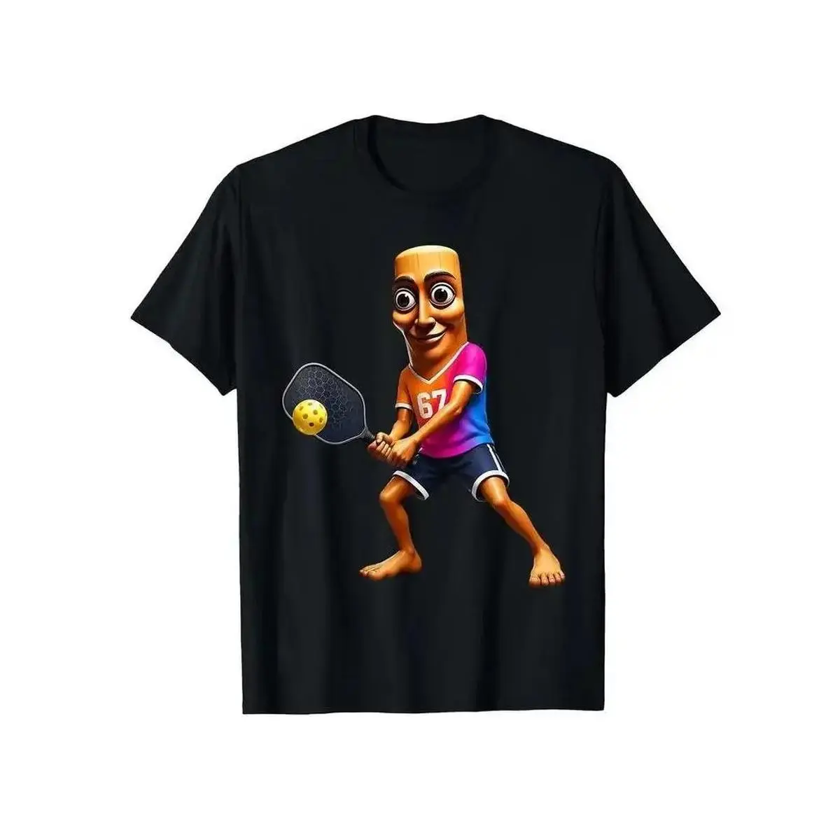 Unisex Tung Sahur Pickleball T-Shirt | Funny Number 67 Paddle Sport Graphic Tee | Absurd Virtual Character Meme Clothes for Men Women