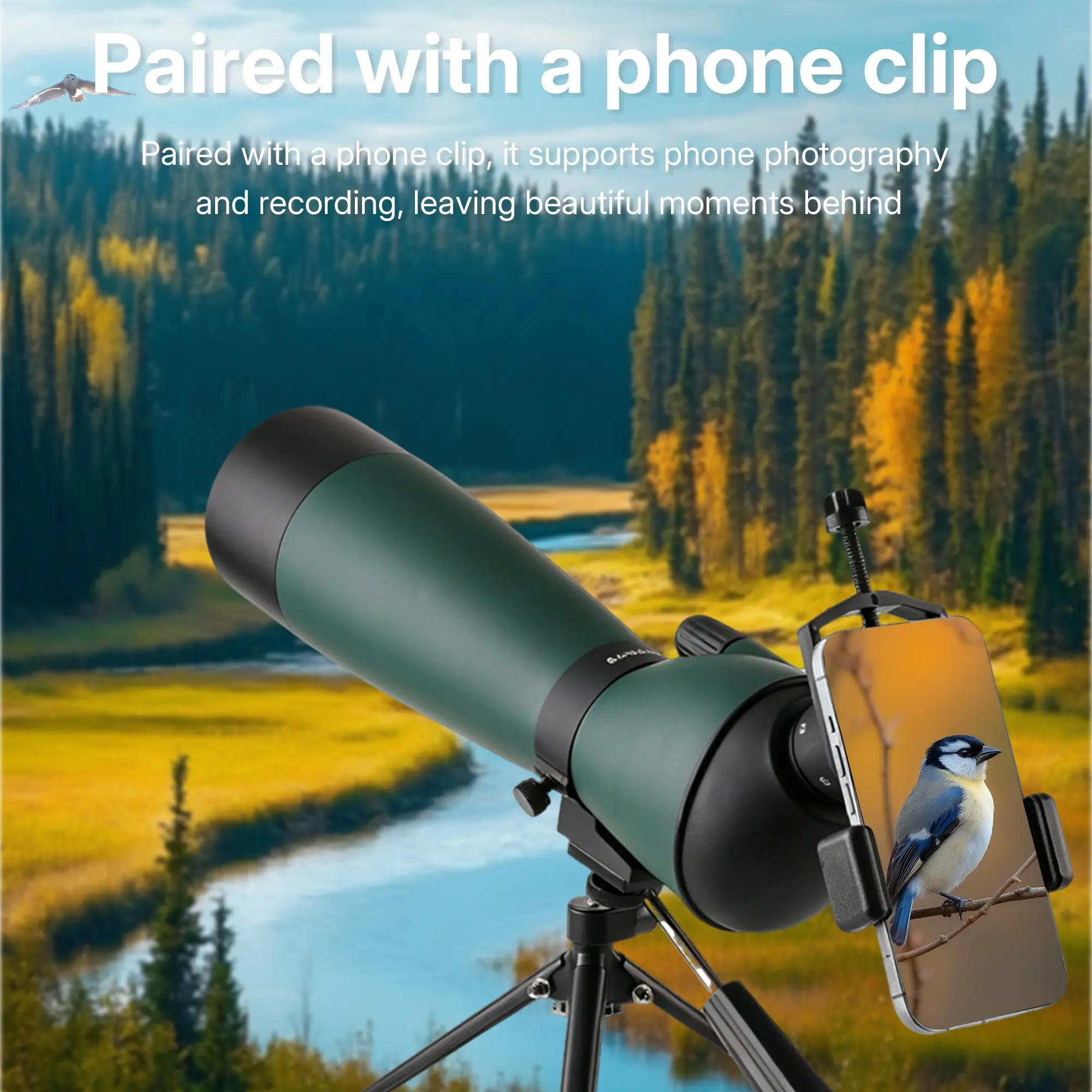 Green 25-75x70mm High Magnification Telescope, Tripod Phone Mount, Single Lens, Ideal for Bird Watching, Wildlife Observation, Hunting, Outdoor Adventures