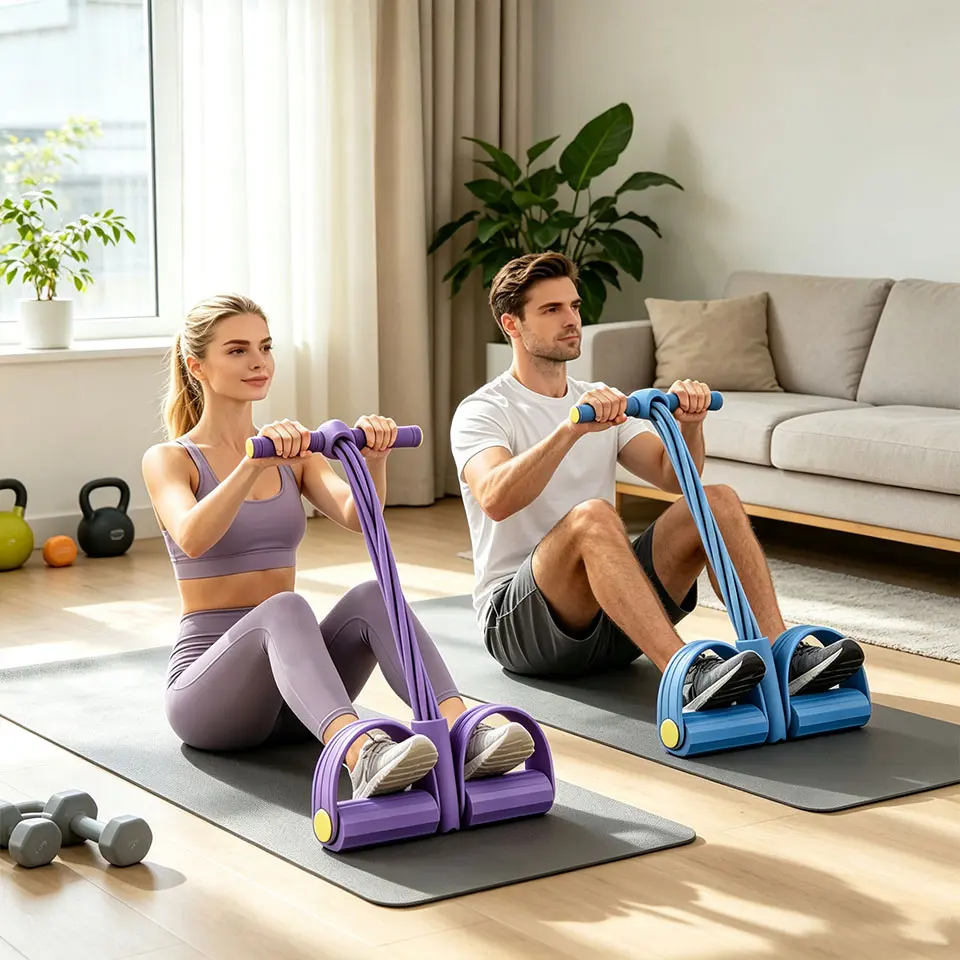 6-Tube Compact Elastic Latex Resistance Band, Home Workout Equipment for Men & Women – Abdominal Trainer for Resistance Band Workout (Leg, Waist, Arm Training)
