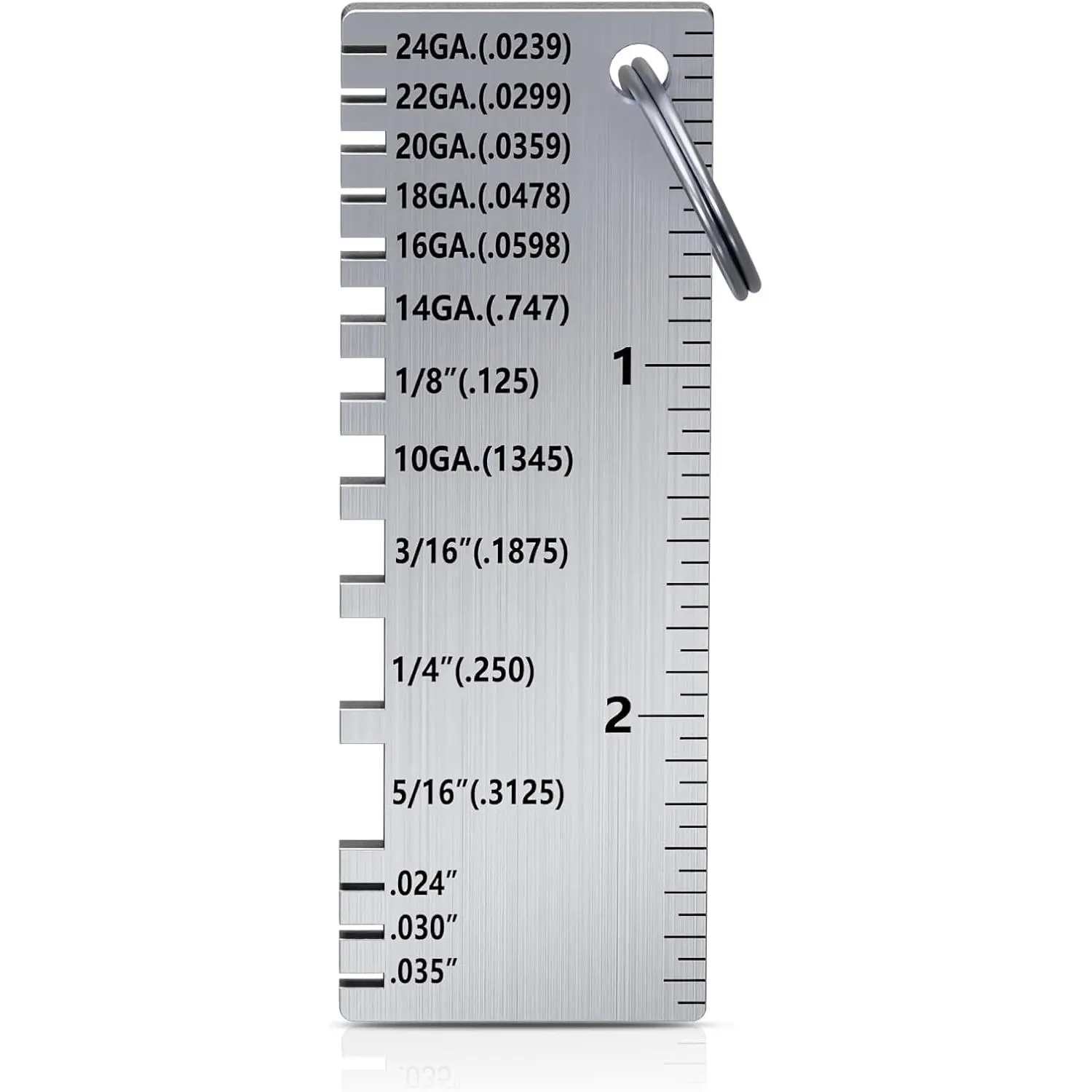 Portable Metal Sheet Thickness Gauge for Jewelers, Stainless Steel Plated Hand Measuring Tool with 24ga Range, Inches/cm Measurement for Metal Check, Steel/Leather, Wire Welding Material Inspection