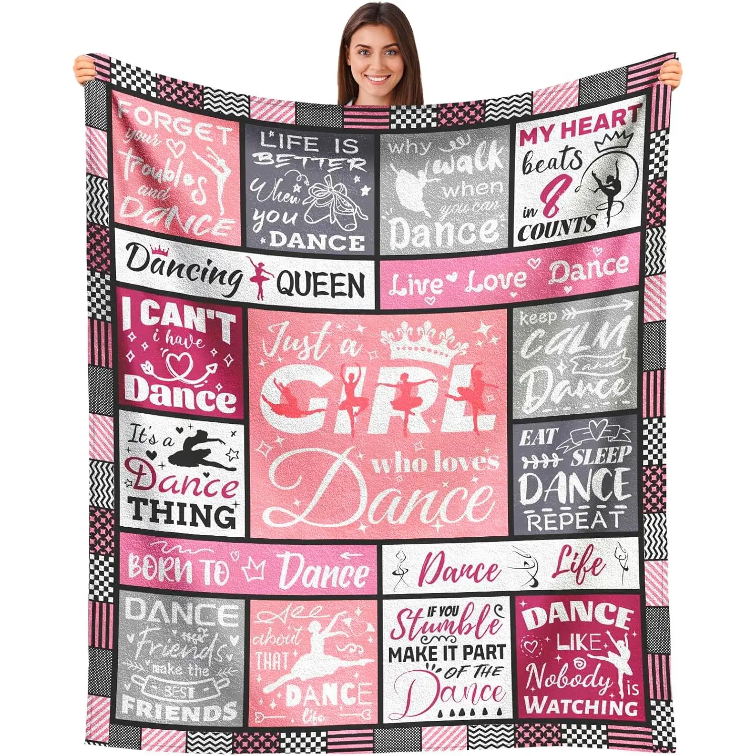 Dance Recital Gifts for Girls, Dance Gifts for Girls Throw Blanket 60" x 50", Dancer Gift for Teens Little Girl, Ballet Ballerina Gift for Dance Team