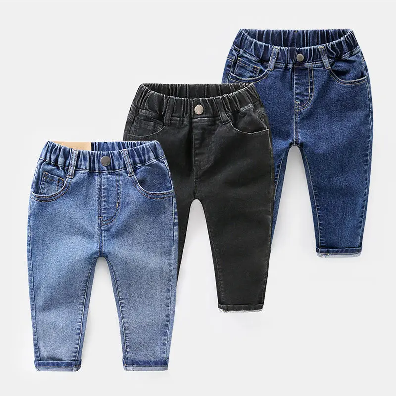 2026 Spring New Arrival Baby Boy Blue Stretch Jeans - Mid-Waist, Comfortable, Casual Versatile Pants for Infants and Toddlers