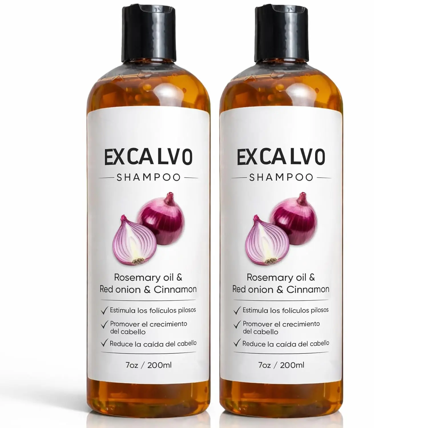 Excalvo Shampoo - Excalvo Shampoo for Men with Rosemary Oil & Red Onion & Cinnamon Extract, Less Hair Loss, More Density, Stronger Roots, 7oz/200ml