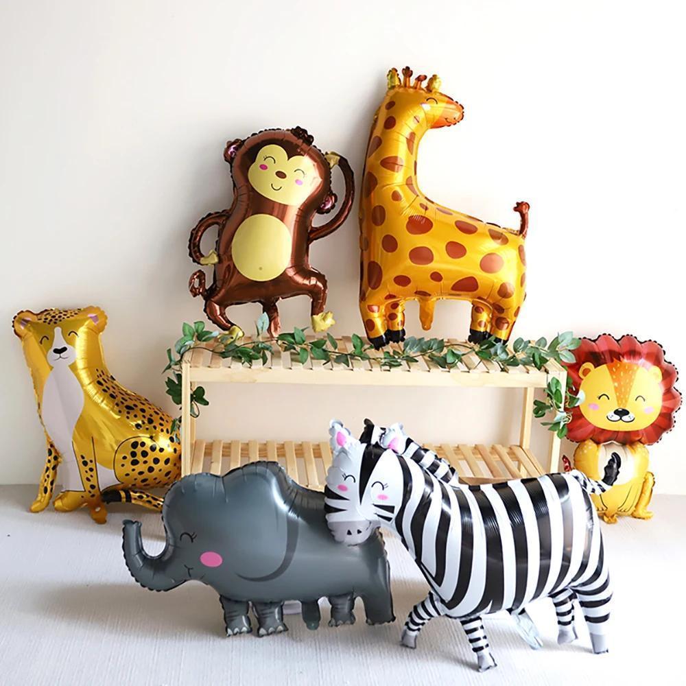 Safari Animals Happy Birthday Banner Pennant Foil Animal Balloons for Kids Jungle Safari Zoo Theme Party Decoration Supplies Toy