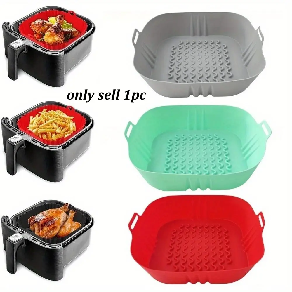 Reusable Airfryer Pan Liner, Silicone Air Fryers Oven Baking Tray, Pizza Fried Chicken Airfryer Silicone Basket, Air Fryer Accessories, 1 PC Accessory