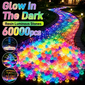 60000 Glow-In-The-Dark Resin Stones, Aquarium Decorative Rocks, Garden Pathway Stones, Outdoor Landscape Lighting Decoration