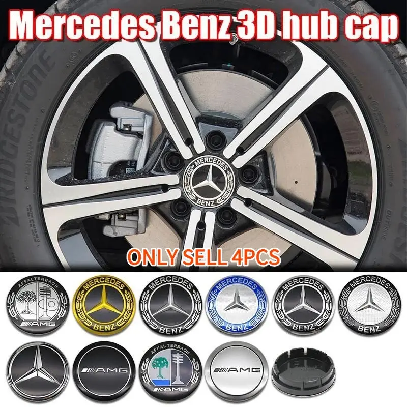 Mercedes-Benz Wheel HUB Cover Sticker, Vehicle Decals, Automotive Decals, Car Stickers, Car Tire Center Modification Cap, Durable Anti-Dust Scratch Protection, Fits C/e/s G Glc/gle A/cla Series