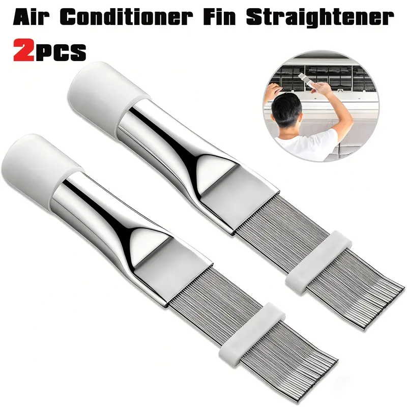 2pcs air conditioner radiator flattener, air conditioner radiator comb tool and condenser brush are used to clean and maintain air conditioners, refrigerators, condensers, evaporators and industrial equipment radiators.