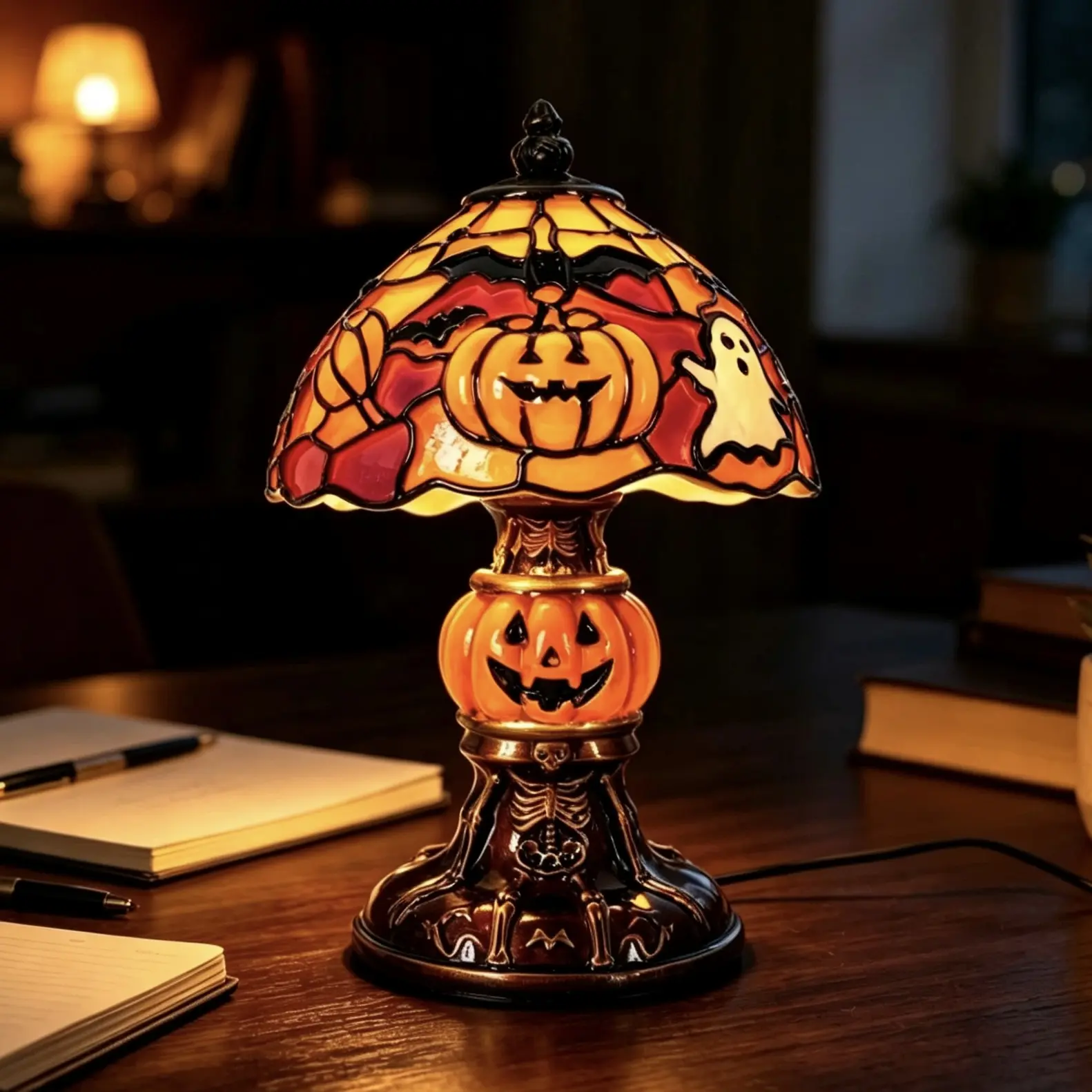 Halloween Mushroom Skull Lamp Statue, Gothic Halloween Decoration, Glow Party Accessories, Perfect for Home Parties, Bedroom, Living Room, Festive Atmosphere Lighting