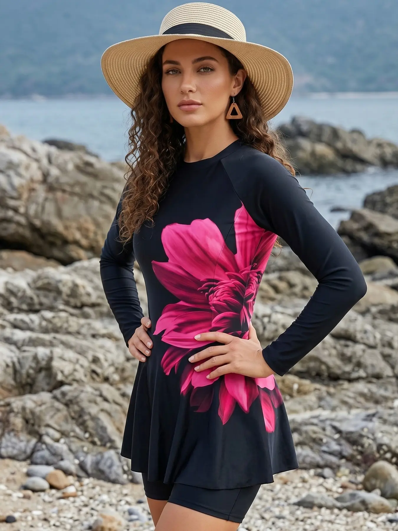 Women's Floral Print Muslim Swimsuit, Modest Swimwear, Elegant Swimwear for Women, Stylish Beach, Comfortable and Chic