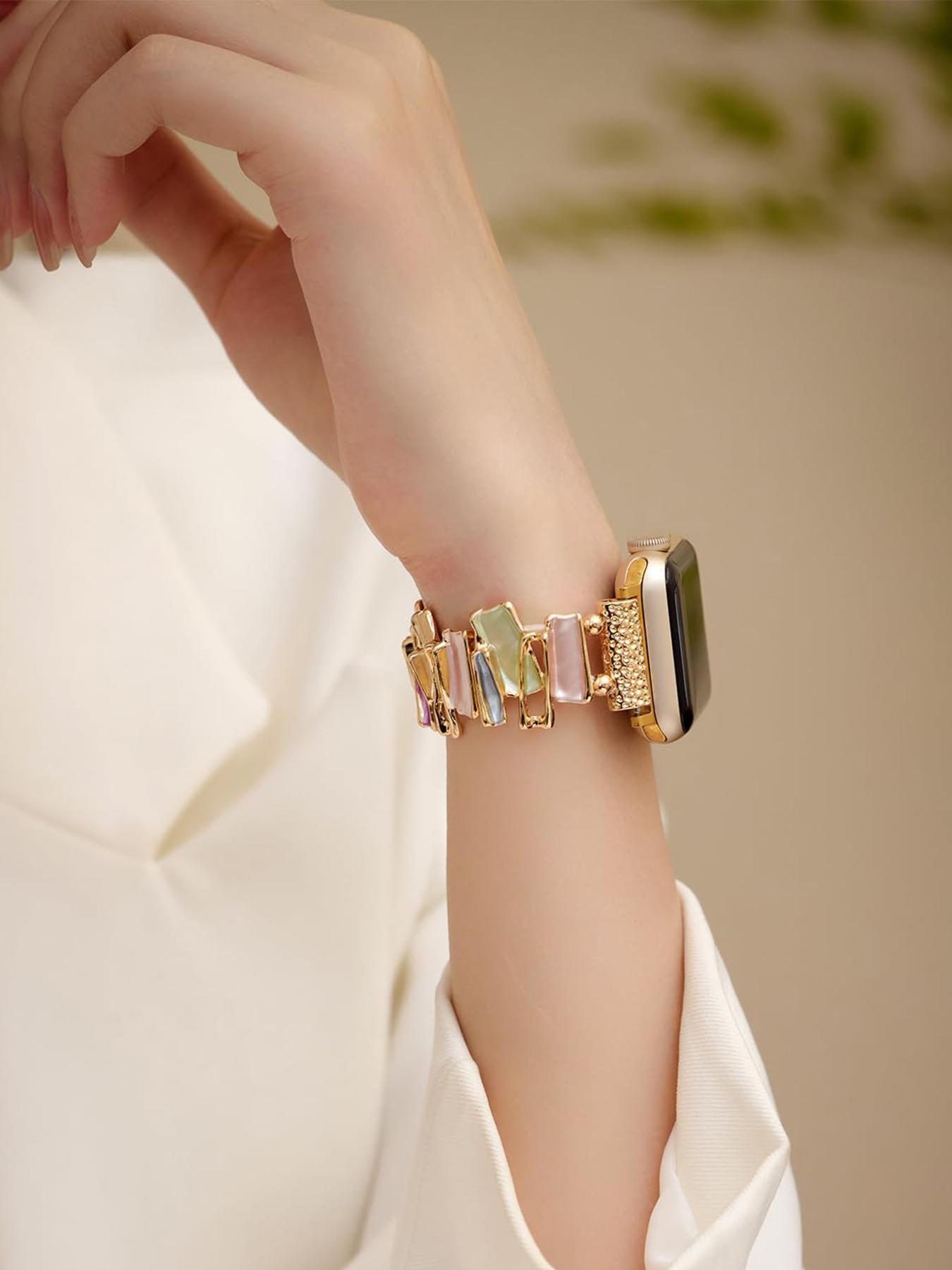 Boho Style Multicolor Beaded Watch Band, Rhinestone Decor Elastic Watch Straps for Women, Fashionable Watch Accessories for Iwatch Series 9 8 7 6 5 4 3 2 1 Se, Smart Watch Accessories