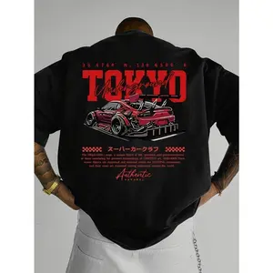 Unisex Graphic Print T-Shirt with Racing Car and Letter Design, Casual Short Sleeve Crew Neck Tee, Street Style Vintage Inspired Top, Soft Breathable Fabric for Daily Wear, Travel, Sports and Casual Outfits
