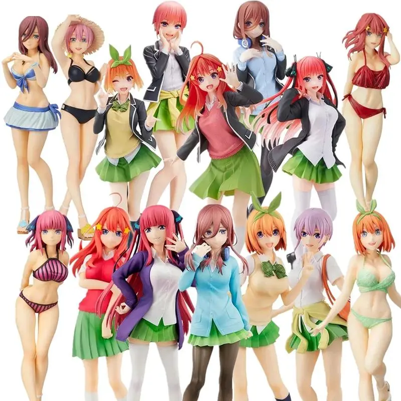 10-18cm The Quintessential Quintuplets Anime PVC Collectibles - Cute Yotsuba, Nakano Nino, Cat Nakano Miku Figurine Model Toys for Hobbies