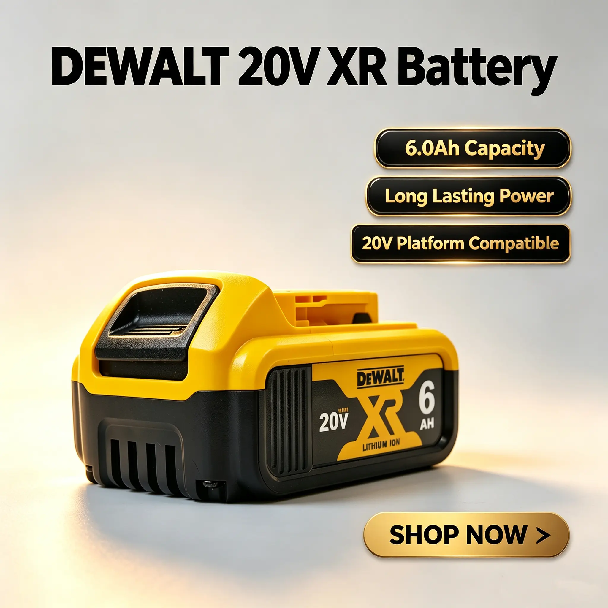 DCB206 20V MAX 6.0Ah LithiumIon Replacement Battery, Rechargeable HighCapacity Battery With 3LED Fuel Gauge Indicator, Extended Working Runtime, Compatible With Dewalt 20V MAX Series Cordless Power Tools For Construction Sites & Automotive