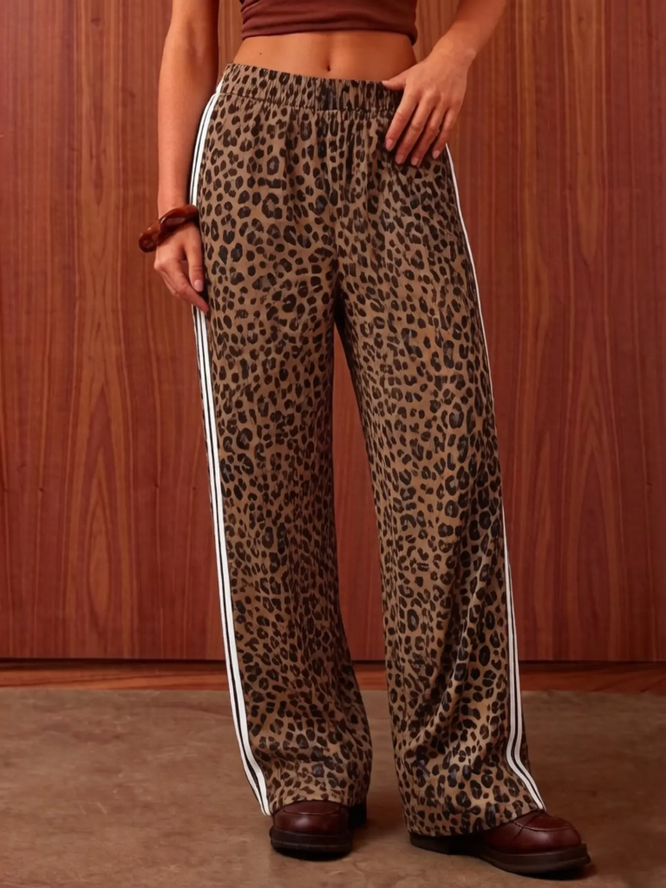 Women Printed Wide Leg Pants, Elastic High Waist Side Stripe Loose Trousers, Casual Polka Dot Palazzo Pants, Bottoms, Soft Lightweight Relaxed Fit Streetwear, Daily Going Out Vacation Lounge Pants for Ladies, Multiple Prints Available