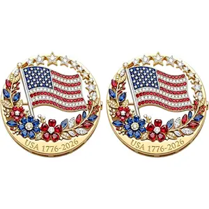 250th Anniversary of the United States Enamel Brooch, 2.05inch American Flag Rhinestone Lapel Pin, 1776-2026 Patriotic Star Badge, Independence Day Patriotic Jewelry Gift
