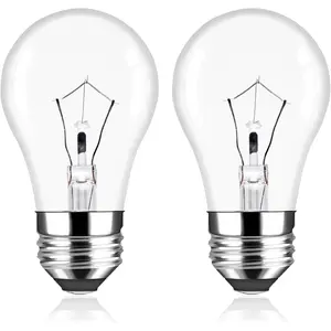 Dimmable Microwave Light Bulbs 2 Pack 40 Watts Oven Light Bulb Replacement A15 High Heat E26 for Stove Hood, Refrigerator, Microwave, Warm White Refrigerator Light Bulb 2700K