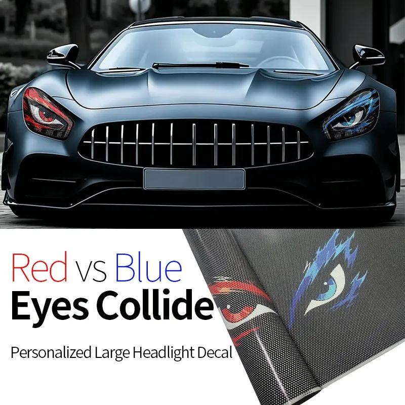 New Car Headlight Grid Sticker, Mesh Headlight Sticker, Universal Headlight Tail Light Cover Sticker, Self-Adhesive, Durable Vinyl, Fashion Design, Headlight Decals