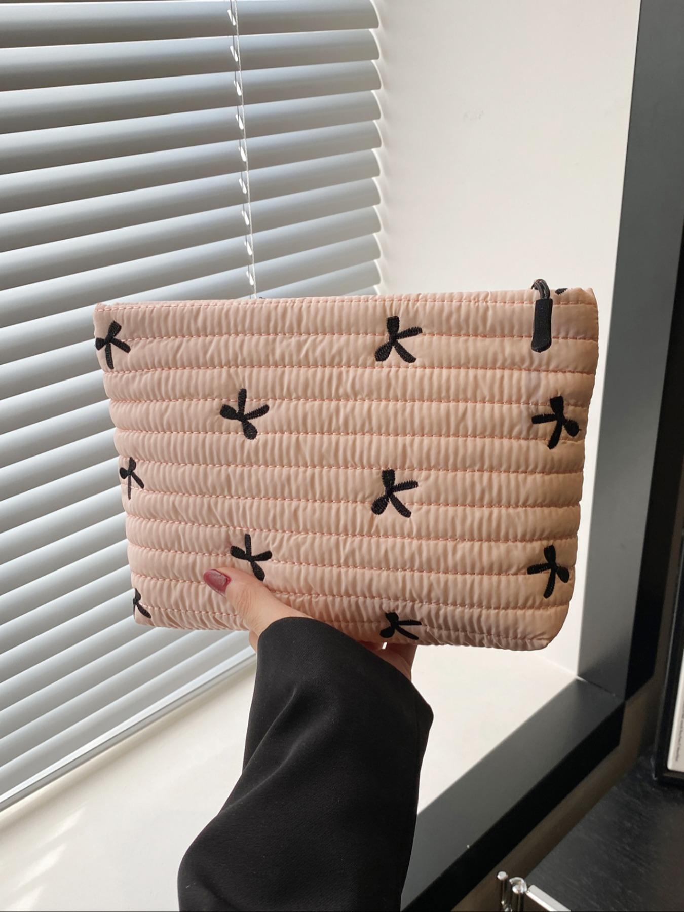 Large Capacity Quilted Design Clutch, Travel Storage Bag With Zipper, Perfect Christmas Gift Idea, Quilted Purse