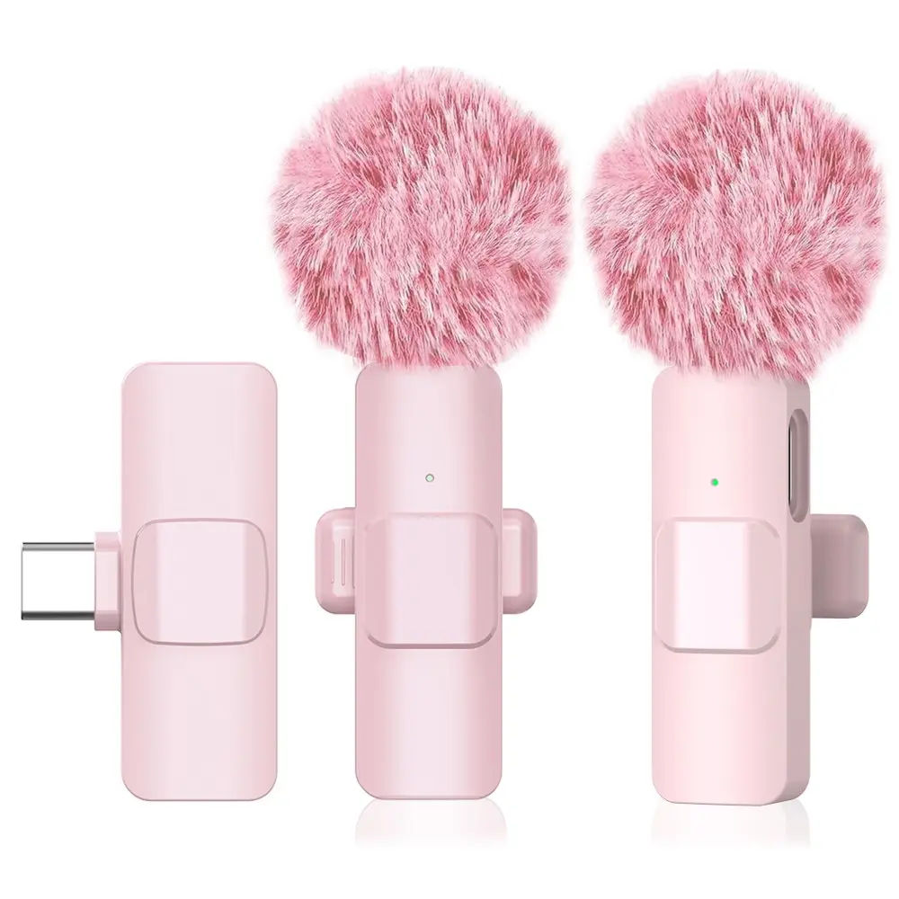 Wireless Collar-Clip Microphone, USB Rechargeable, Clip-on Lapel Mic for Video/Audio Recording, Professional Wireless Mic for Smartphones