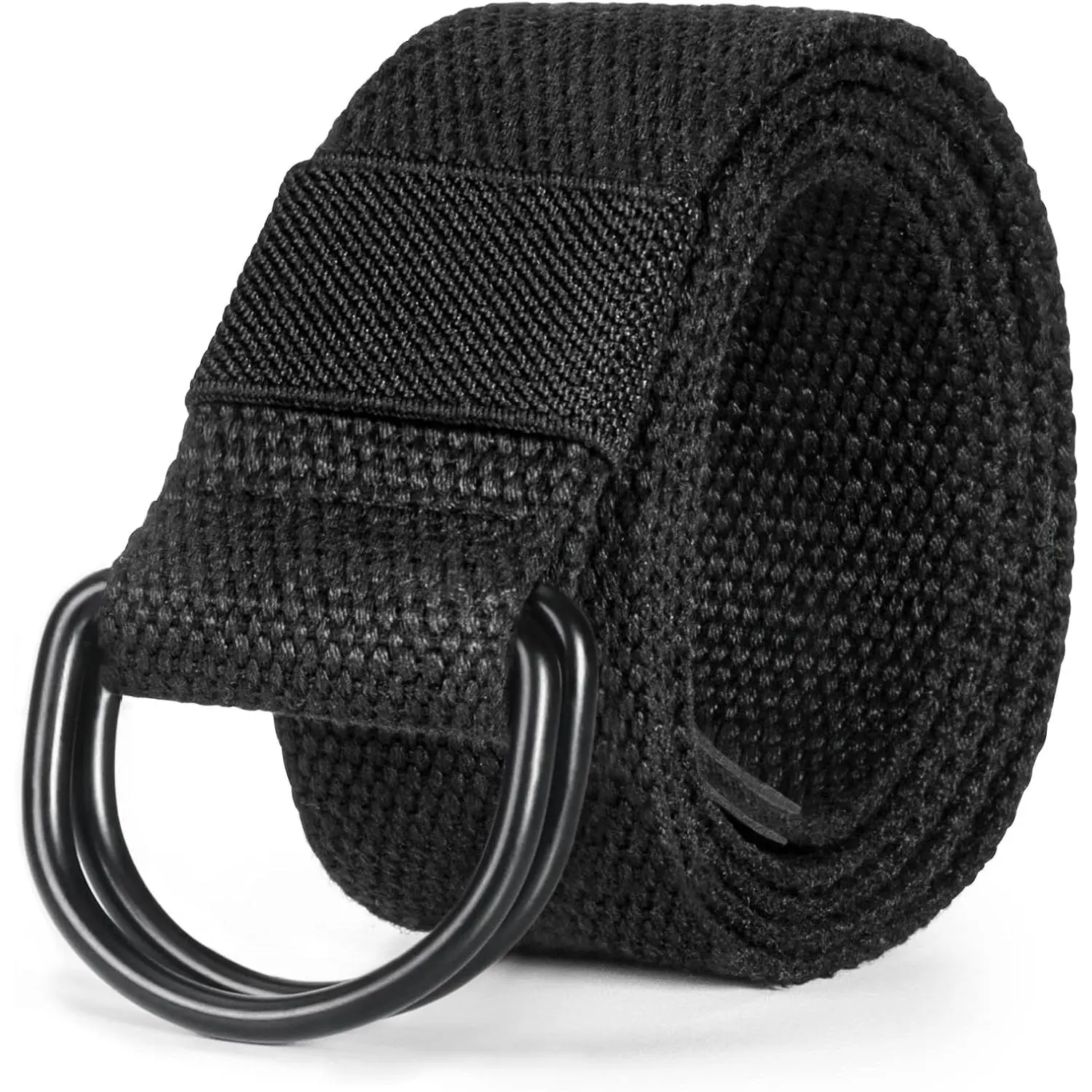Mens & Womens Canvas Belt with Black D-ring Buckle 1 1/2" Wide Solid Color Fabric Belt for Men