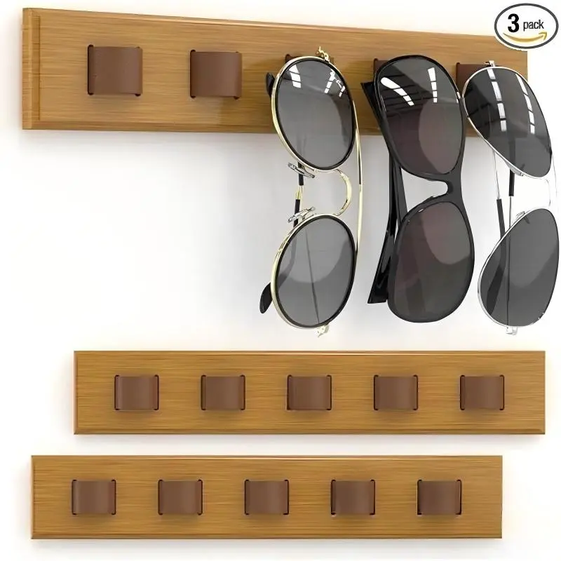 Wooden Wall-Hanging Eyeglass Organizer Hangers - Compact Sunglasses Rack & Glasses Display, Easy Installation, Space Saver, Fits Multiple Frames, Sports & Outdoor Accessory