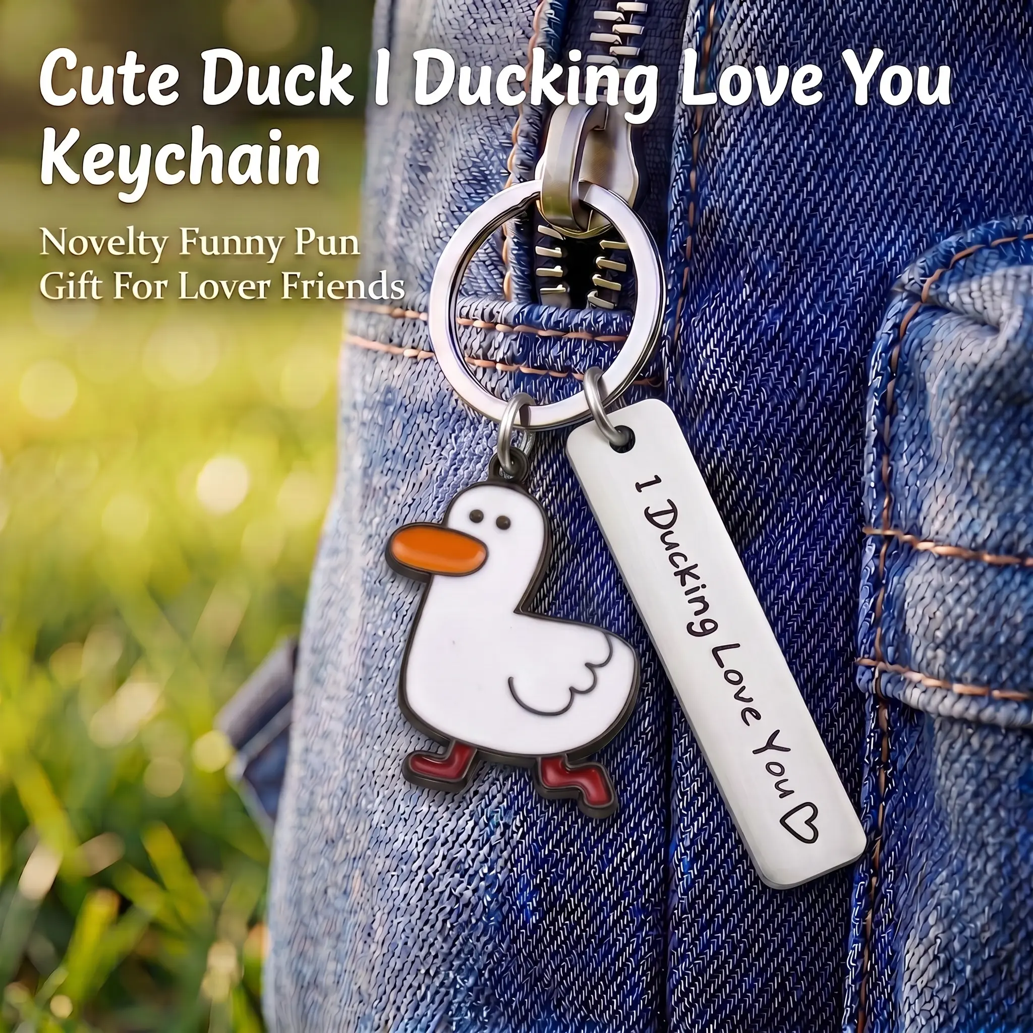 Cute Cartoon Duck Stainless Steel Keychain, Fashion Letter Engraving Slogan Metal Keychain, Backpack Messenger Bag Decoration, Animals Keychain Decor, Girly Keychain, Cute Accessories, Couple Gifts, Creative Gifts-YY0
