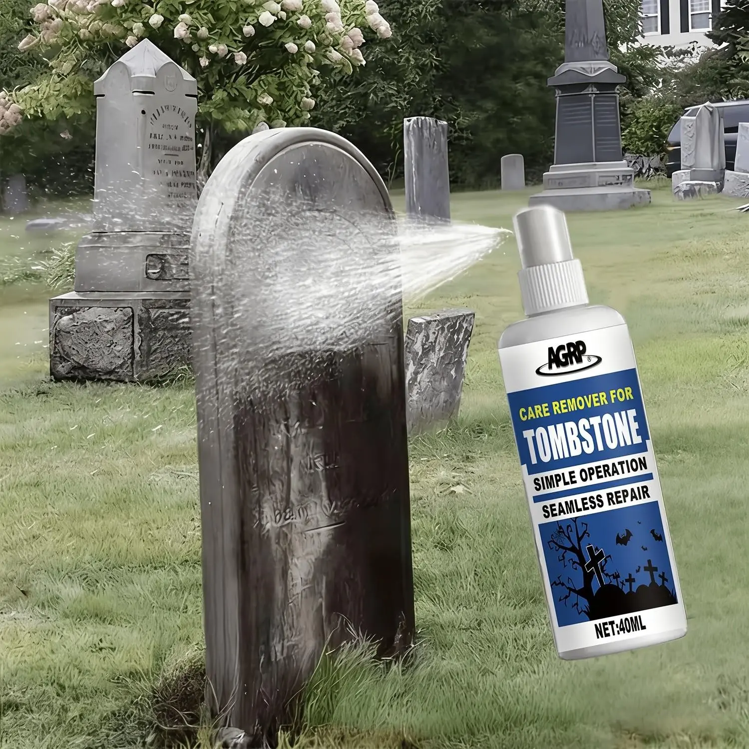 Grave Stone Restoration Care Product, Removes Moss, Yellowing, Stains, Whitening, Cleans Granite and Marble Tombstones