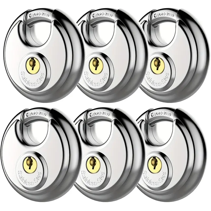 6-Piece Stainless Steel Padlock Set, Outdoor Locks for Storage Cabinets, Trailers, Sheds, Rust-Resistant, High Security Design, Secure Lock