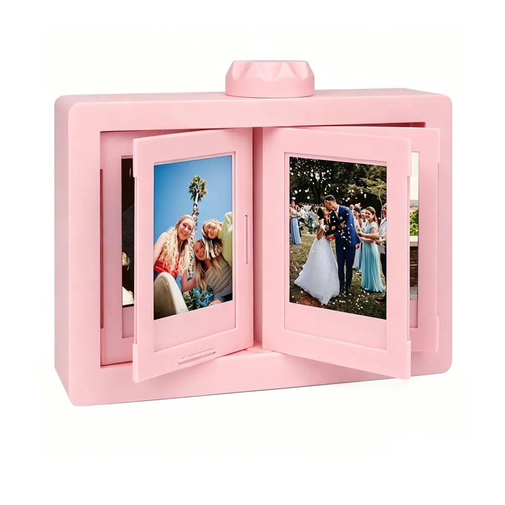 Rotating Photo Album Box – Flip Display for Instant Photos & Photo Cards, DIY 2*3 in Album Photocards Display Holder Rotating Polaroid Frame 24-Photo Storage Organizer