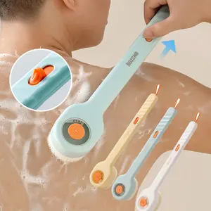 1pc Liquid Filled Soft Hair Bath Brush, Available in Three Colors, with a Back Rubbing Tool and a Long Handle for Showering.-c