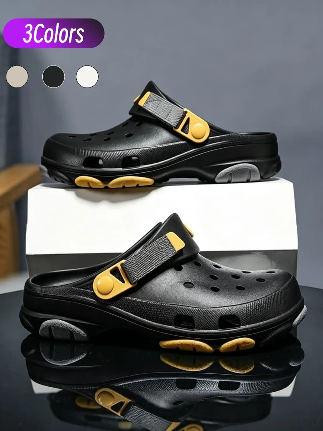 1 Pair Couple Anti Slip Durable Functional Clogs Outdoor Dual Wear Strap Thick Sole Camping