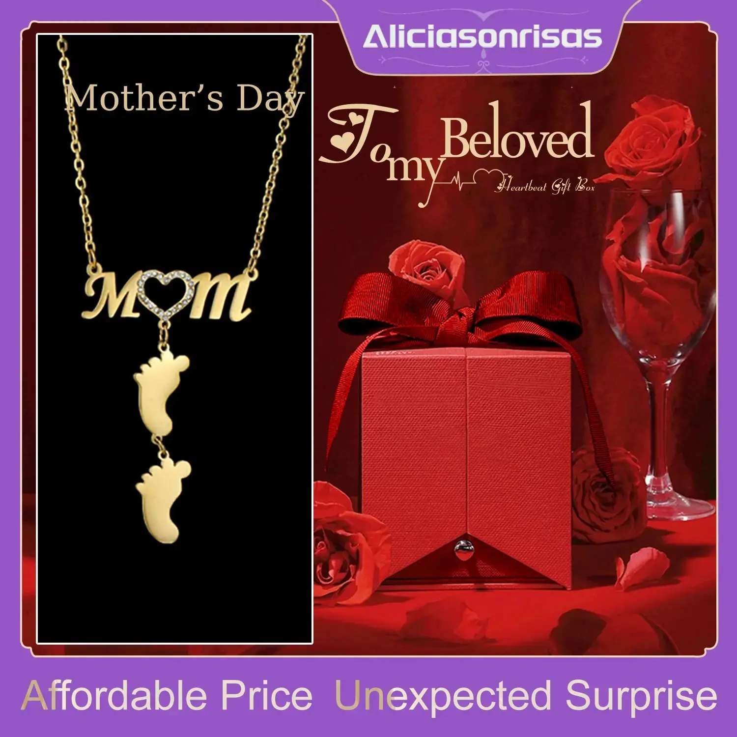 AS023 Gifts for Mum Customized Engrave Foot Pendant Stainless Steel Necklace Mother's Day Gift