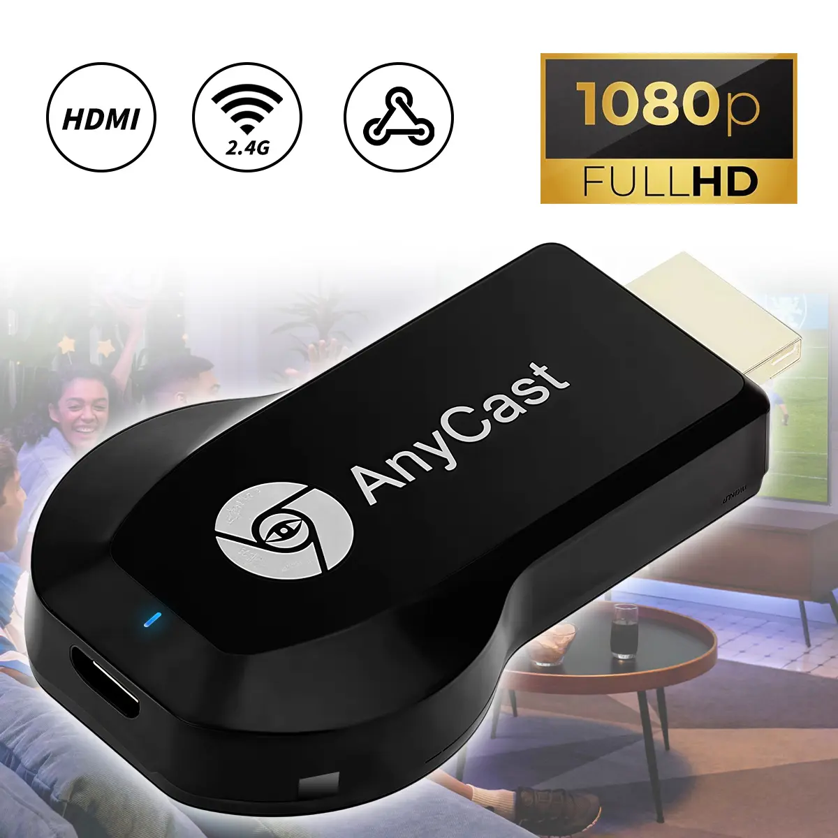 2.4G WIFI Wireless Display Adapter, HDMI Wireless HD 1080P Miracast Dongle, for Phone To TV HD Streaming Stick Media Player Converter Dispaly Adapter,Screen Mirroring Device, Adapter for TV/Projector/Monitor