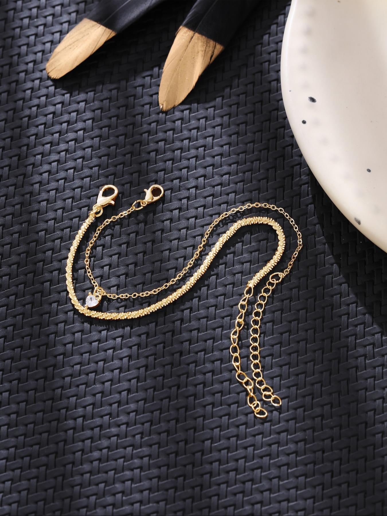 Women's Elegant Rhinestone Decorated Link Bracelet, Exquisite Trendy Bracelet, Fashionable Jewelry for Women As Gift, Rhinestone Bangle Bracelet