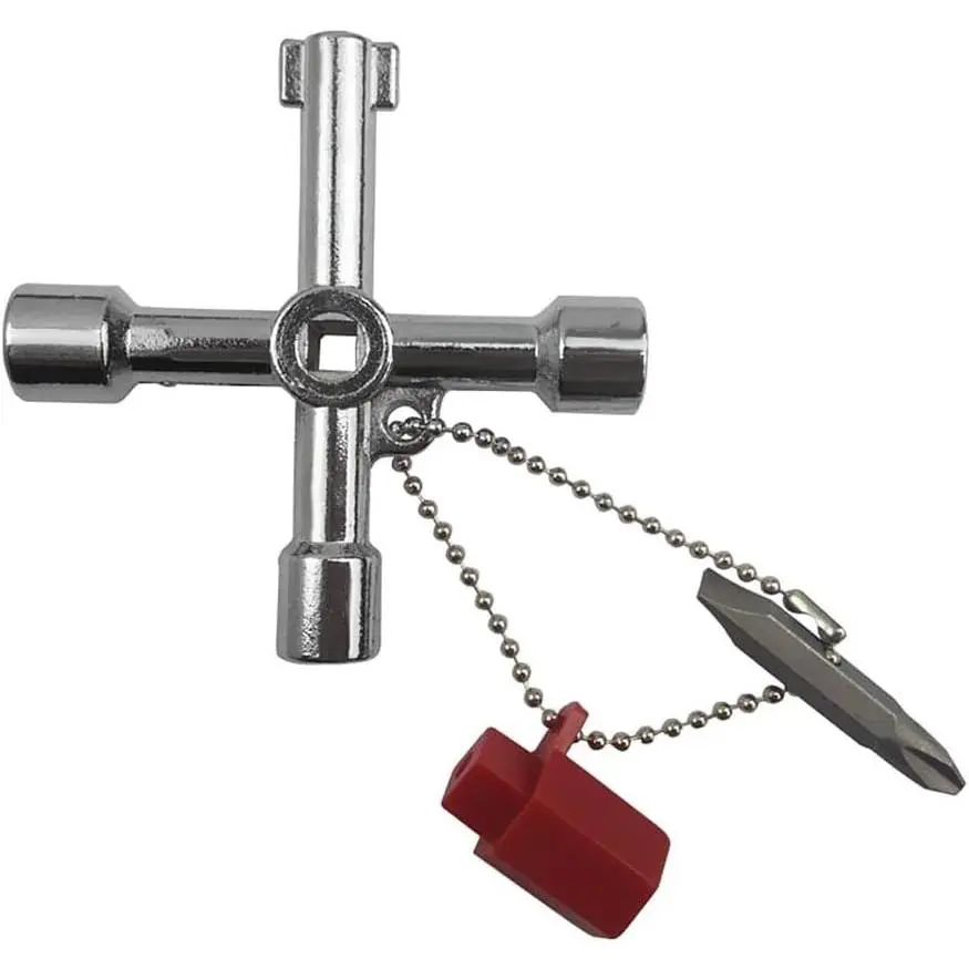 4 in 1   Triangle/Square/Round Key, 4 Ways Multifunction Alloy Key Wrench for  Electrical Elevator Cabinet Valve (4 in 1 Key)