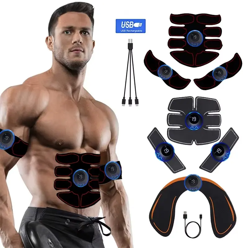 EMS Muscle Stimulator Electric Muscle Toner, Buttock Hip Trainer, USB Rechargeable Body Slimming Massager, Home Gym Fitness Equipment