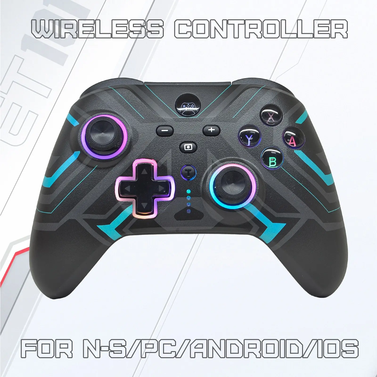 Multi-Platform Wireless Game Controller, 1000mah Long Battery, RGB Lighting, Programmable Back Buttons, Vibration, Motion Control, Mechanical Armor Design, Multiplatform Game Controller