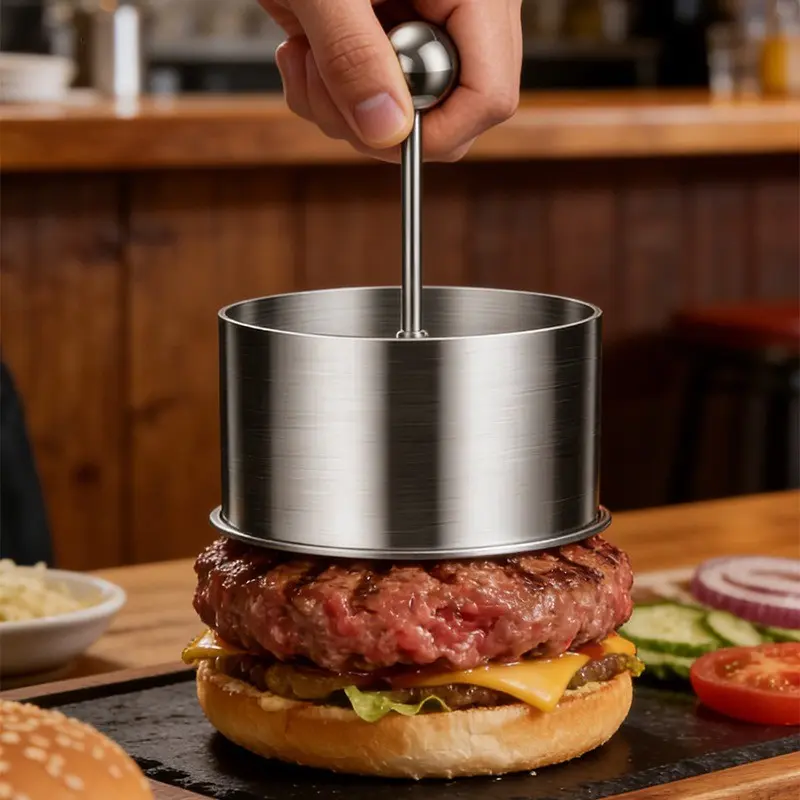 Hamburger Patty Machine Home Kitchen Burger Meat Press Making Round Patty Press Mold Creative Breakfast Patty Maker Aluminum Bur
