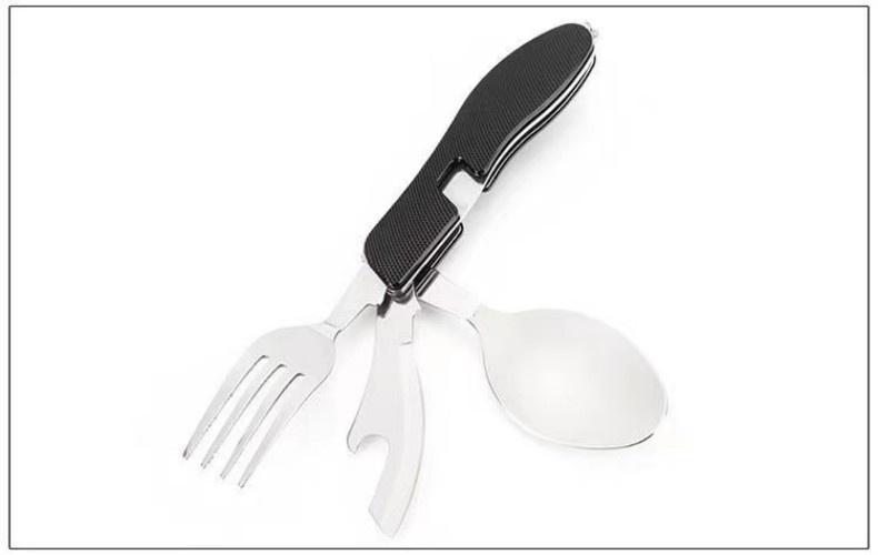 Portable Stainless Steel Cutlery Set for Travel Camping Knife Fork Spoon 3 in 1 Folding Utensils Outdoor Multi - Function Cutlery