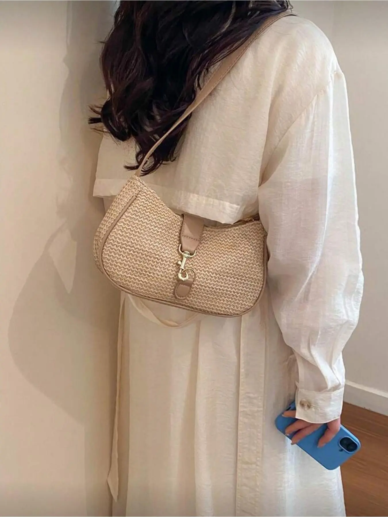 Retro Minimalist Crescent Half Moon Purse Casual Crossbody Bag Adjustable Strap for Dating Outing Party Beach