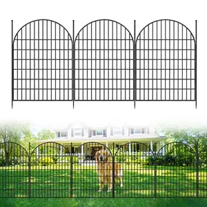 Weatherproof Anti-Rust Decorative Metal Garden Fence Multiple Height Length Options, No Dig Easy Install Yard Edging Fencing with Gate for Lawn Flower Bed Pathway Small Animal Barrier
