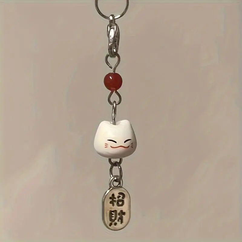 Fortune-Attracting Ceramic Phone Charm Pendant with Lanyard for Bags and Phones, New Year Gift