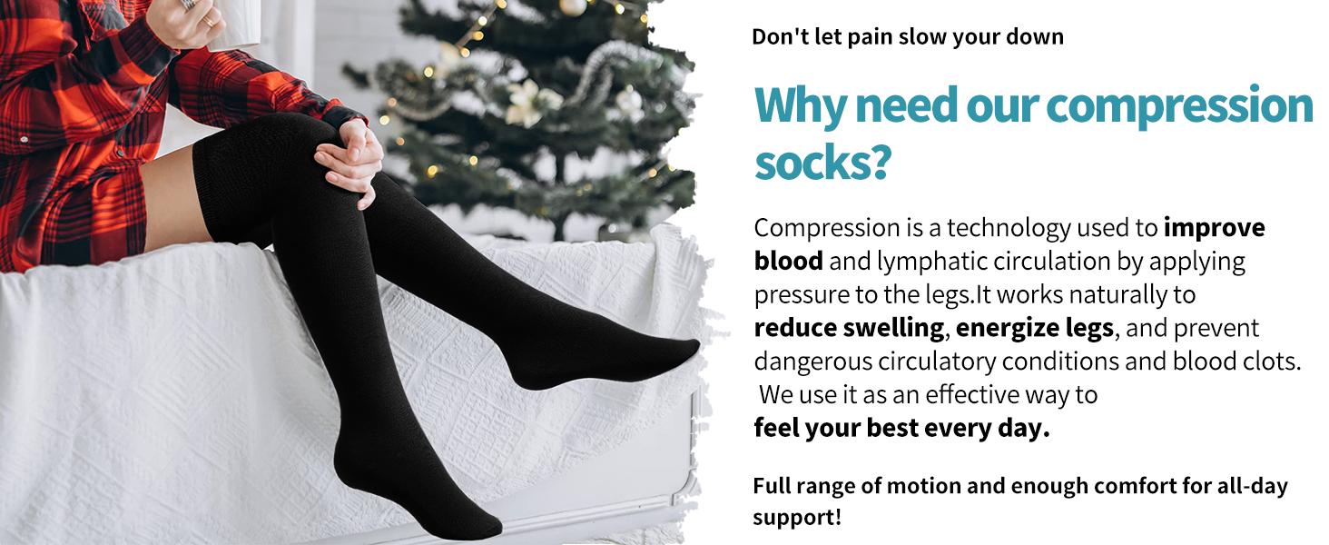 Thigh High Compression Socks for Women Men Circulation(3 Pairs) Over the Knee-Best Support for Running,Travel Thigh High Compression Socks for Women Men Circulation(3 Pairs) Over the Knee-Best Support for Running,Travel